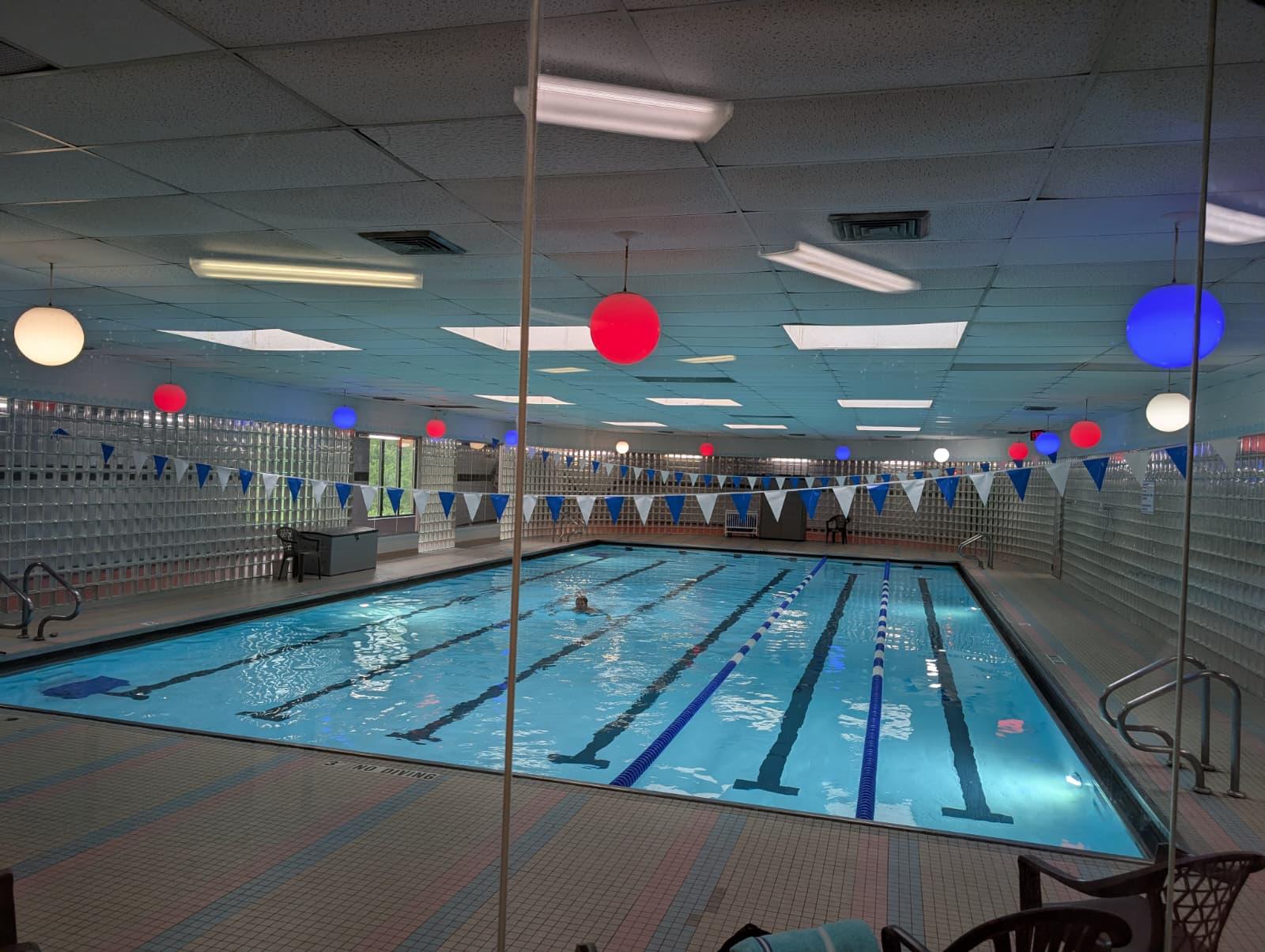 Glass Court's climate-controlled indoor pool, open year-round